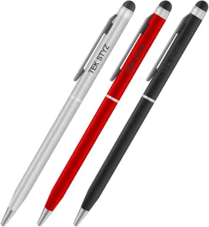PRO Stylus Pen for HTC Sensation XE with Ink, High Accuracy, Extra Sensitive, Compact Form for Touch Screens [3 Pack-Black-Red-Silver]