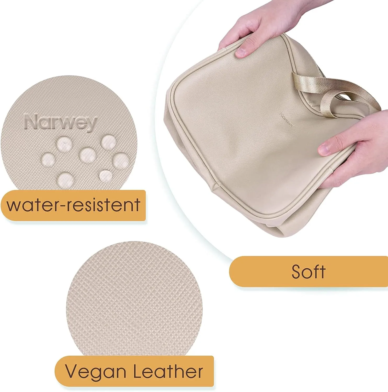 PU Leather Large Travel Toiletry Bag Women Toiletries Bag Skincare Bag Makeup Bag Organizer Make up bag Cosmetic Bag Medicine Bag for Girls (Large, Brown)