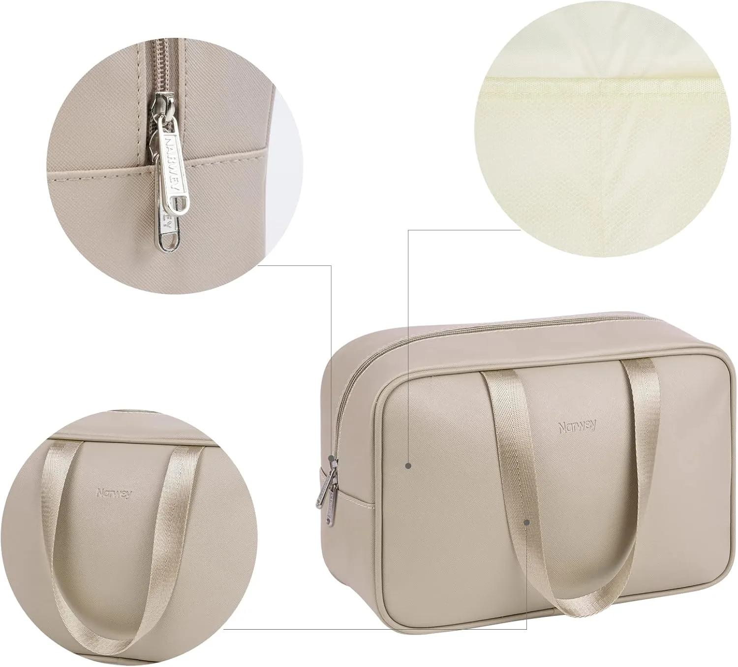 PU Leather Large Travel Toiletry Bag Women Toiletries Bag Skincare Bag Makeup Bag Organizer Make up bag Cosmetic Bag Medicine Bag for Girls (Large, Brown)