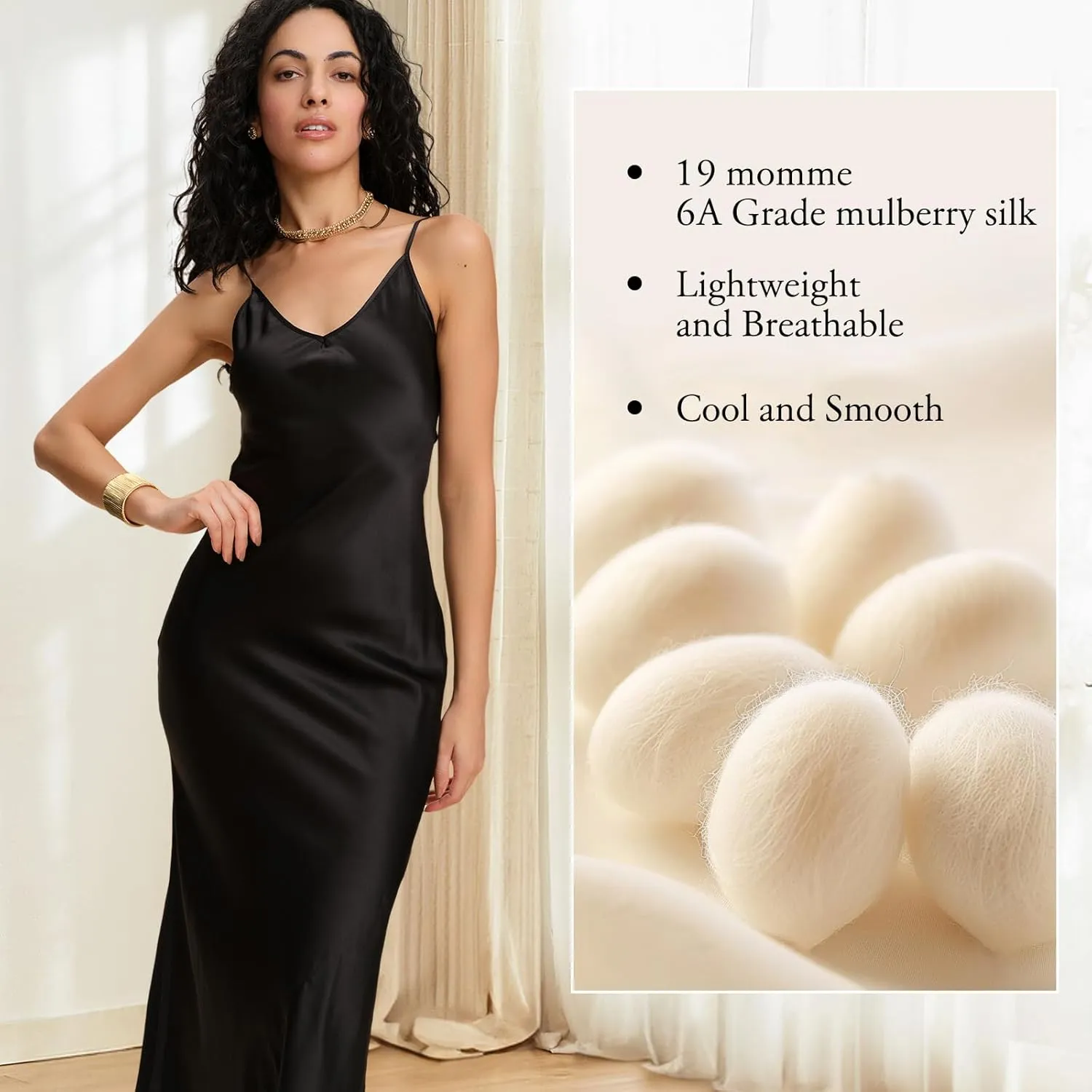 Pure Mulberry Silk Dress for Women Summer Slip Long Dress A Line Sleeveless Cocktail Guest Party V-Neck Sexy Dresses
