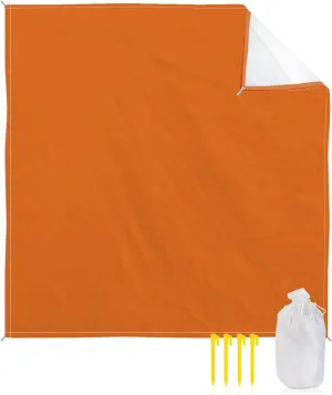 Pure Orange Beach Blanket Large with Stakes Waterproof Sandproof Beach Mat with Corner Pockets for Outdoor Travel Camping Hiking Picnic,Minimalist Classic Solid Creative Nautical Color 95"x80"