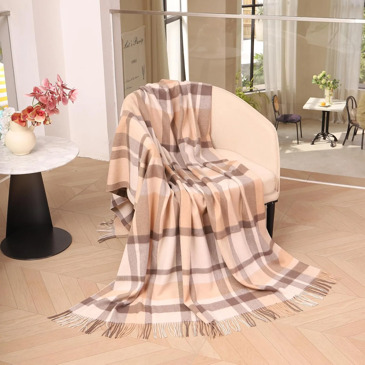 Pure Wool Throw & Toss Blanket 55"X83",Great Couch Throws,Soft Warm Lambswool Lap Blankets,Portable Lightweight Travel Blanket Airplane Compact with Bag