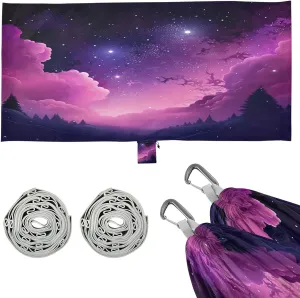 Purple Space Field Camping Hammock, 330 lbs with 2 Tree Straps, Carry Bag, Single Portable Hammock for Outdoor/Indoor, Hiking, Beach, Backpacking, Travel