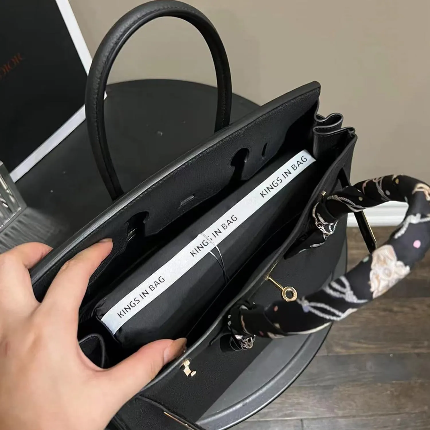 Purse Pillow for Birkin 25/30/35/40, Smooth Satin Bag Shaper Compatible with Hermes Birkin Bag, Memory Foam Pillows for Women Handbag, Lightweight Purse Stuffers for Shape(Black, BK30 Retourné)