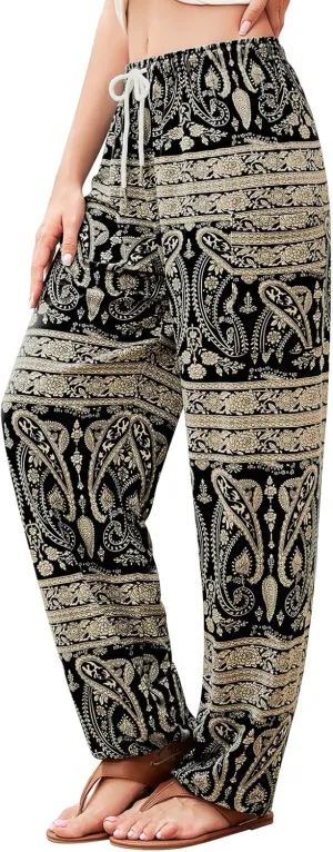 QIANXIZHAN Women's Harem Pants, Hippie Palazzo Pants Boho Joggers Yoga Clothes with Pockets
