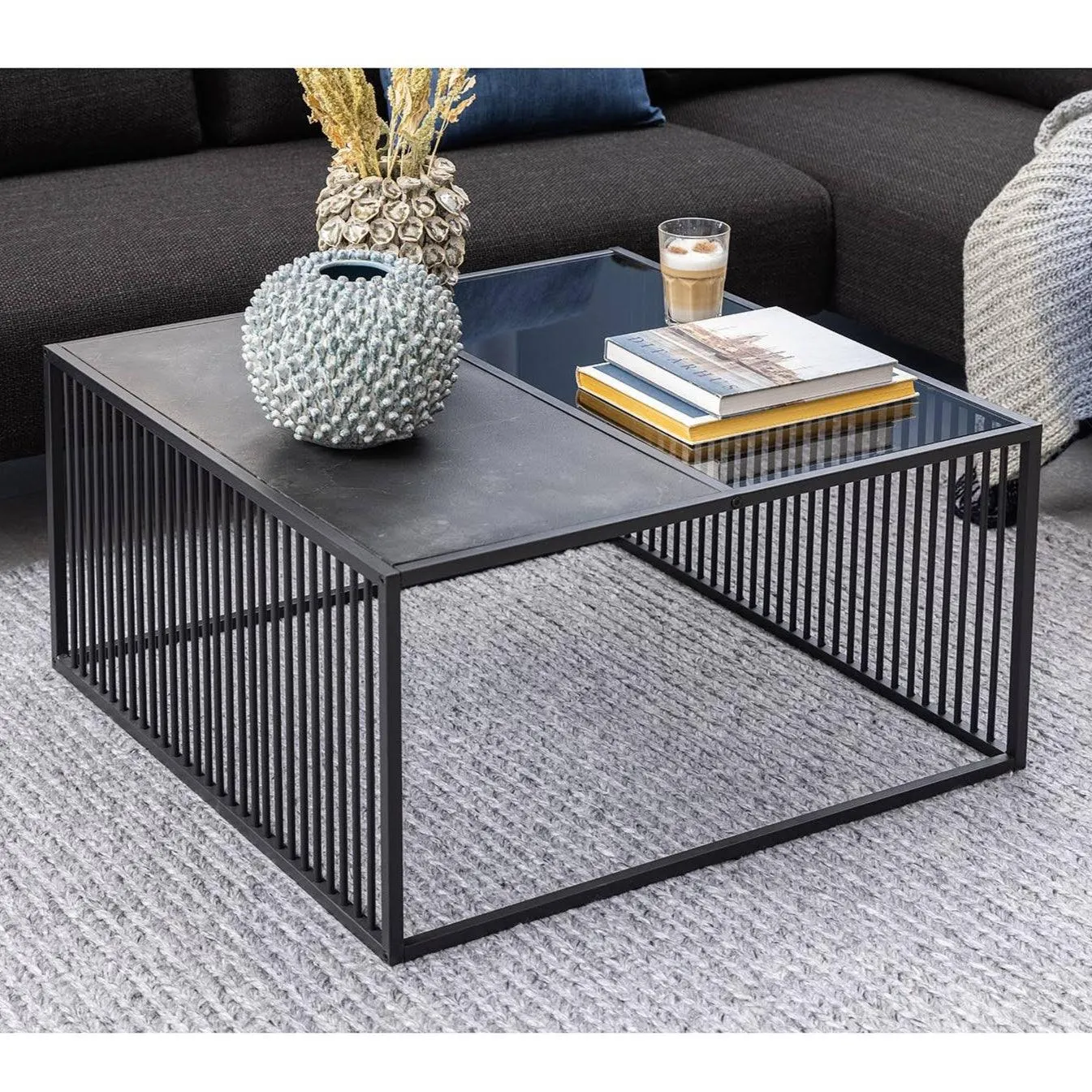 Quadrate Black Metal Coffee Table