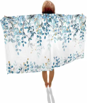 Quick-Drying Microfiber Beach Towel, Abstract Art Blue Leaves Branches Soft Absorbent Bath Shower Towels, Lightweight Portable Towel/Blanket for Travel/Swimming Pool/Camping/Yoga/Gym，35x70 Inch