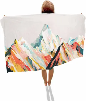 Quick-Drying Microfiber Beach Towel, Abstract Art Soft Absorbent Bath Shower Towels, Oil Painting Mountains Lightweight Portable Towel/Blanket for Travel/Swimming Pool/Camping/Yoga/Gym，35x70 Inch