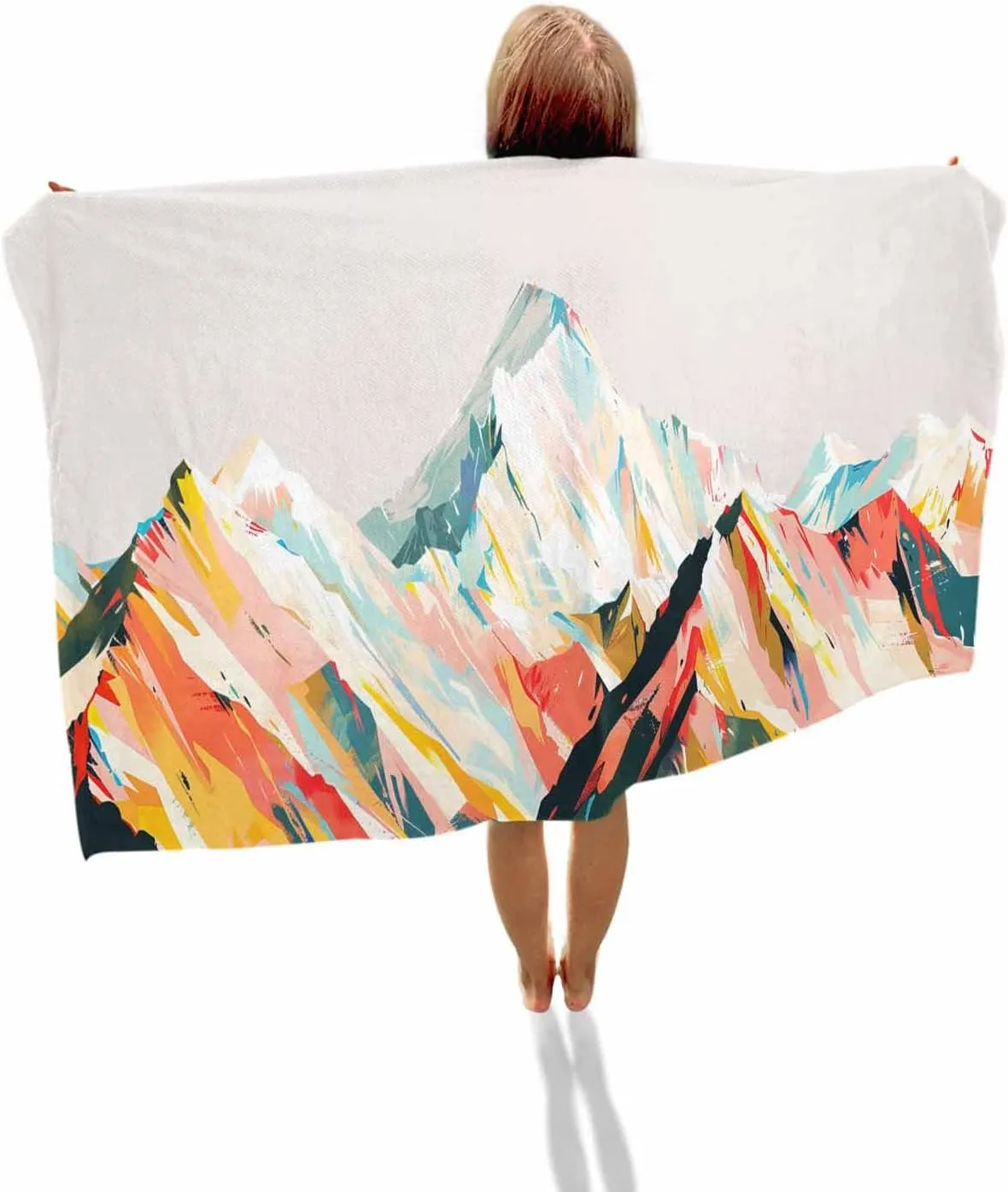 Quick-Drying Microfiber Beach Towel, Abstract Art Soft Absorbent Bath Shower Towels, Oil Painting Mountains Lightweight Portable Towel/Blanket for Travel/Swimming Pool/Camping/Yoga/Gym，35x70 Inch