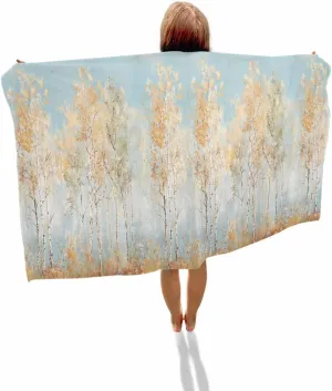 Quick-Drying Microfiber Beach Towel, Abstract Art Soft Absorbent Bath Shower Towels, Oil Painting Plants Tree Lightweight Portable Towel/Blanket for Travel/Swimming Pool/Camping/Yoga/Gym，23x47 Inch