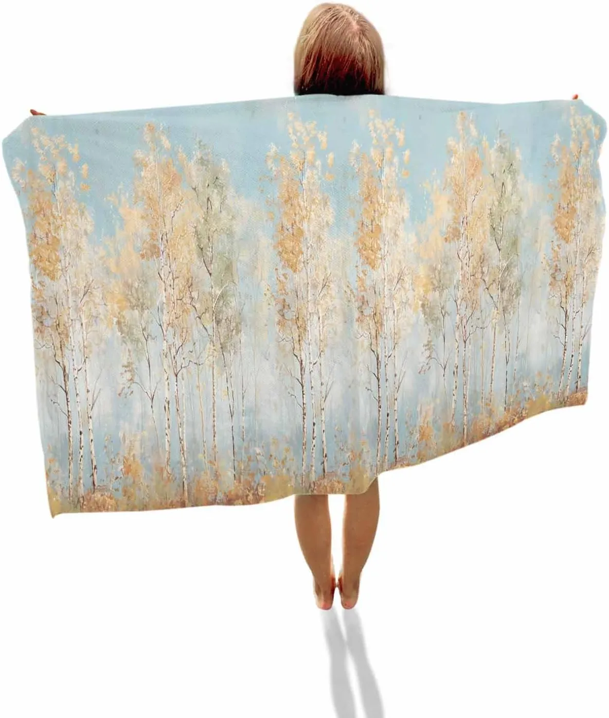 Quick-Drying Microfiber Beach Towel, Abstract Art Soft Absorbent Bath Shower Towels, Oil Painting Plants Tree Lightweight Portable Towel/Blanket for Travel/Swimming Pool/Camping/Yoga/Gym，23x47 Inch