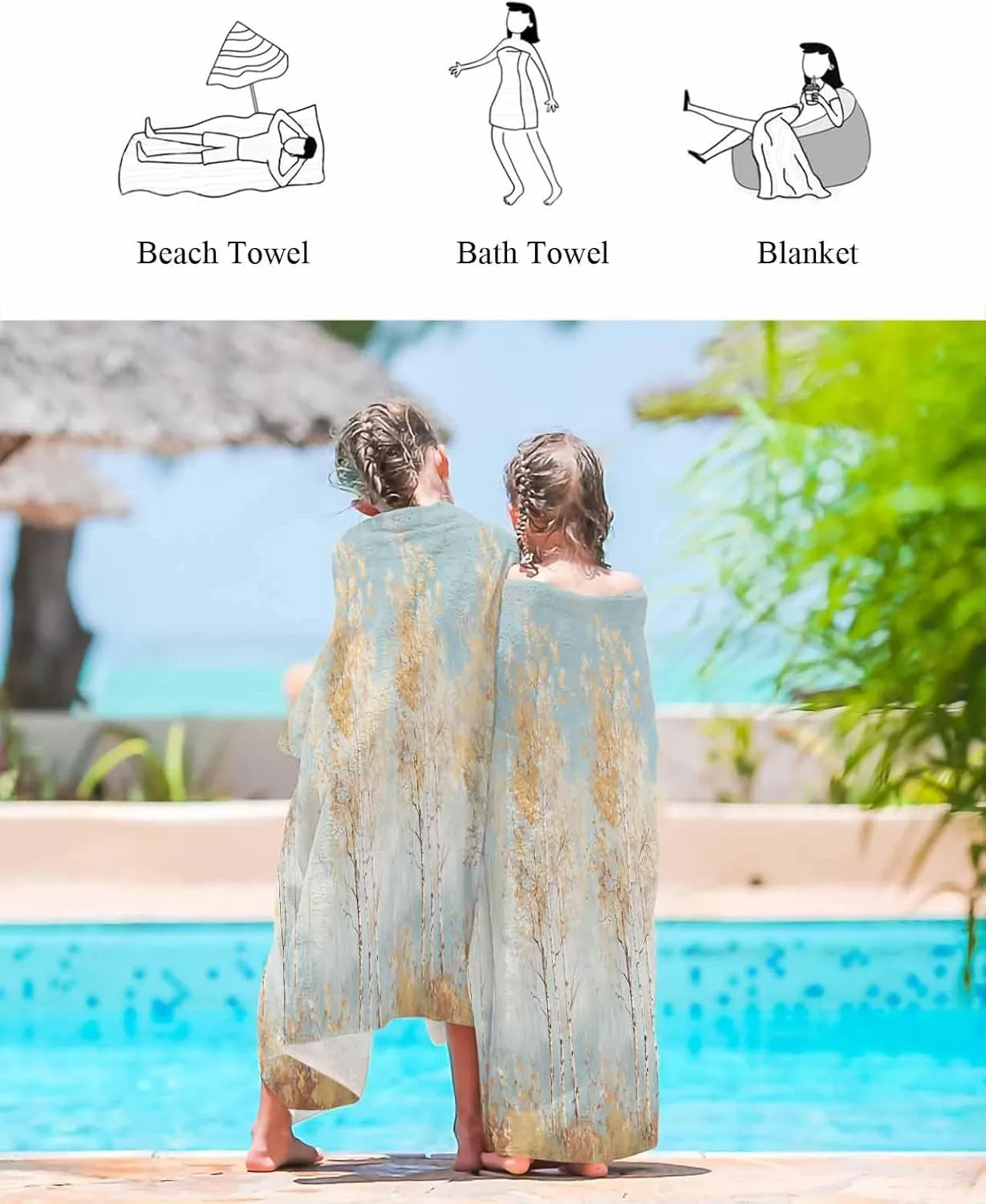 Quick-Drying Microfiber Beach Towel, Abstract Art Soft Absorbent Bath Shower Towels, Oil Painting Plants Tree Lightweight Portable Towel/Blanket for Travel/Swimming Pool/Camping/Yoga/Gym，23x47 Inch