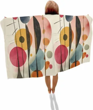 Quick-Drying Microfiber Beach Towel, Abstract Oil Painting Soft Absorbent Bath Shower Towels, Vintage Geometric Lightweight Portable Towel/Blanket for Travel/Swimming Pool/Camping/Yoga/Gym，35x70 Inch