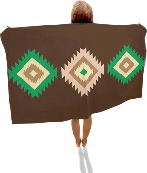 Quick-Drying Microfiber Beach Towel, Boho Brown Soft Absorbent Bath Shower Towels, Abstract Art Geometric Lightweight Portable Towel/Blanket for Travel/Swimming Pool/Camping/Yoga/Gym，35x70 Inch