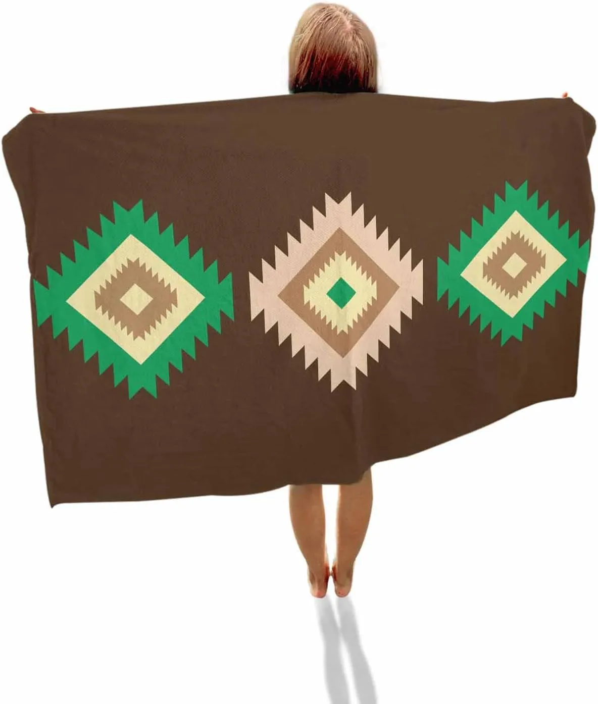 Quick-Drying Microfiber Beach Towel, Boho Brown Soft Absorbent Bath Shower Towels, Abstract Art Geometric Lightweight Portable Towel/Blanket for Travel/Swimming Pool/Camping/Yoga/Gym，35x70 Inch