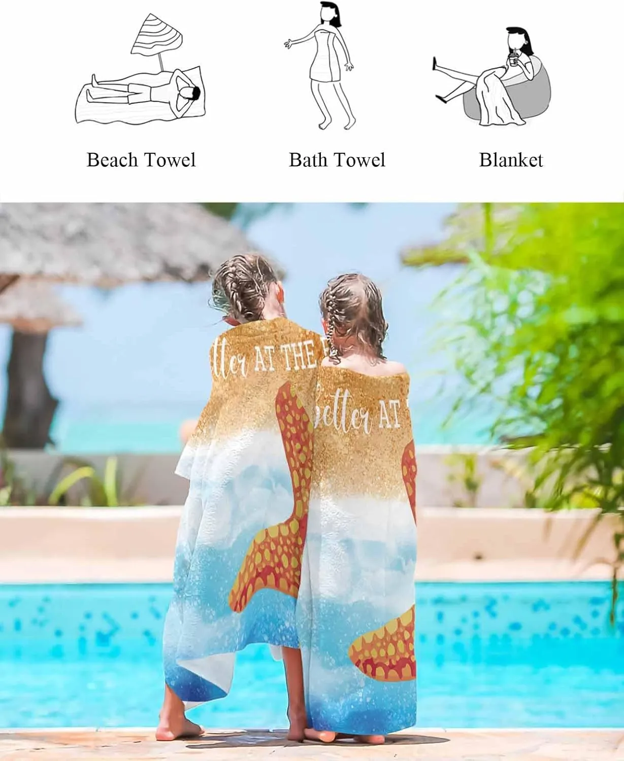 Quick-Drying Microfiber Beach Towel, Coastal Beach Theme Soft Absorbent Bath Shower Towels, Watercolor Starfish Lightweight Portable Towel/Blanket for Travel/Swimming Pool/Camping/Yoga/Gym，35x70 Inch