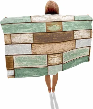 Quick-Drying Microfiber Beach Towel, Farmhouse Country Soft Absorbent Bath Shower Towels, Vintage Wood Grain Lightweight Portable Towel/Blanket for Travel/Swimming Pool/Camping/Yoga/Gym，35x70 Inch