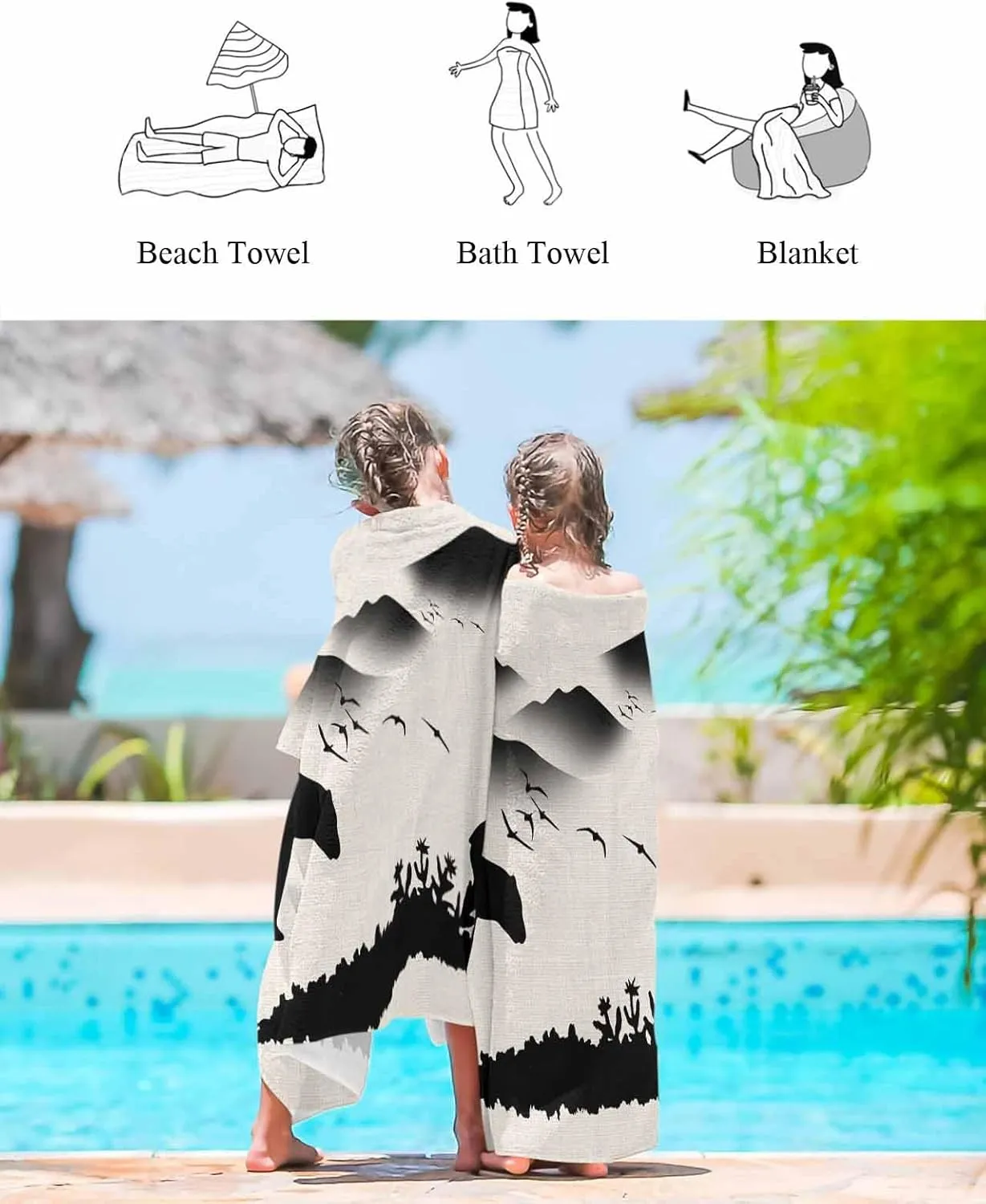 Quick-Drying Microfiber Beach Towel, Forest Animals Bears Soft Absorbent Bath Shower Towels, Farmhouse Country Lightweight Portable Towel/Blanket for Travel/Swimming Pool/Camping/Yoga/Gym，35x70 Inch