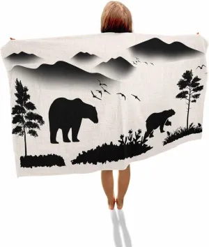Quick-Drying Microfiber Beach Towel, Forest Animals Bears Soft Absorbent Bath Shower Towels, Farmhouse Country Lightweight Portable Towel/Blanket for Travel/Swimming Pool/Camping/Yoga/Gym，35x70 Inch