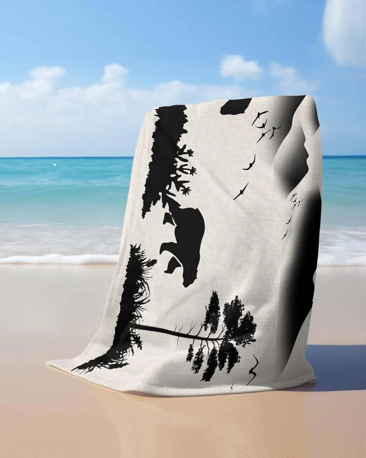 Quick-Drying Microfiber Beach Towel, Forest Animals Bears Soft Absorbent Bath Shower Towels, Farmhouse Country Lightweight Portable Towel/Blanket for Travel/Swimming Pool/Camping/Yoga/Gym，35x70 Inch
