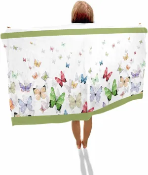 Quick-Drying Microfiber Beach Towel, Funny Butterflies Soft Absorbent Bath Shower Towels, White Lightweight Portable Towel/Blanket for Travel/Swimming Pool/Camping/Yoga/Gym，35x70 Inch