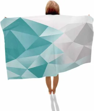 Quick-Drying Microfiber Beach Towel, Gradient Simple Soft Absorbent Bath Shower Towels, Gray Teal Geometric Art Lightweight Portable Towel/Blanket for Travel/Swimming Pool/Camping/Yoga/Gym，23x47 Inch