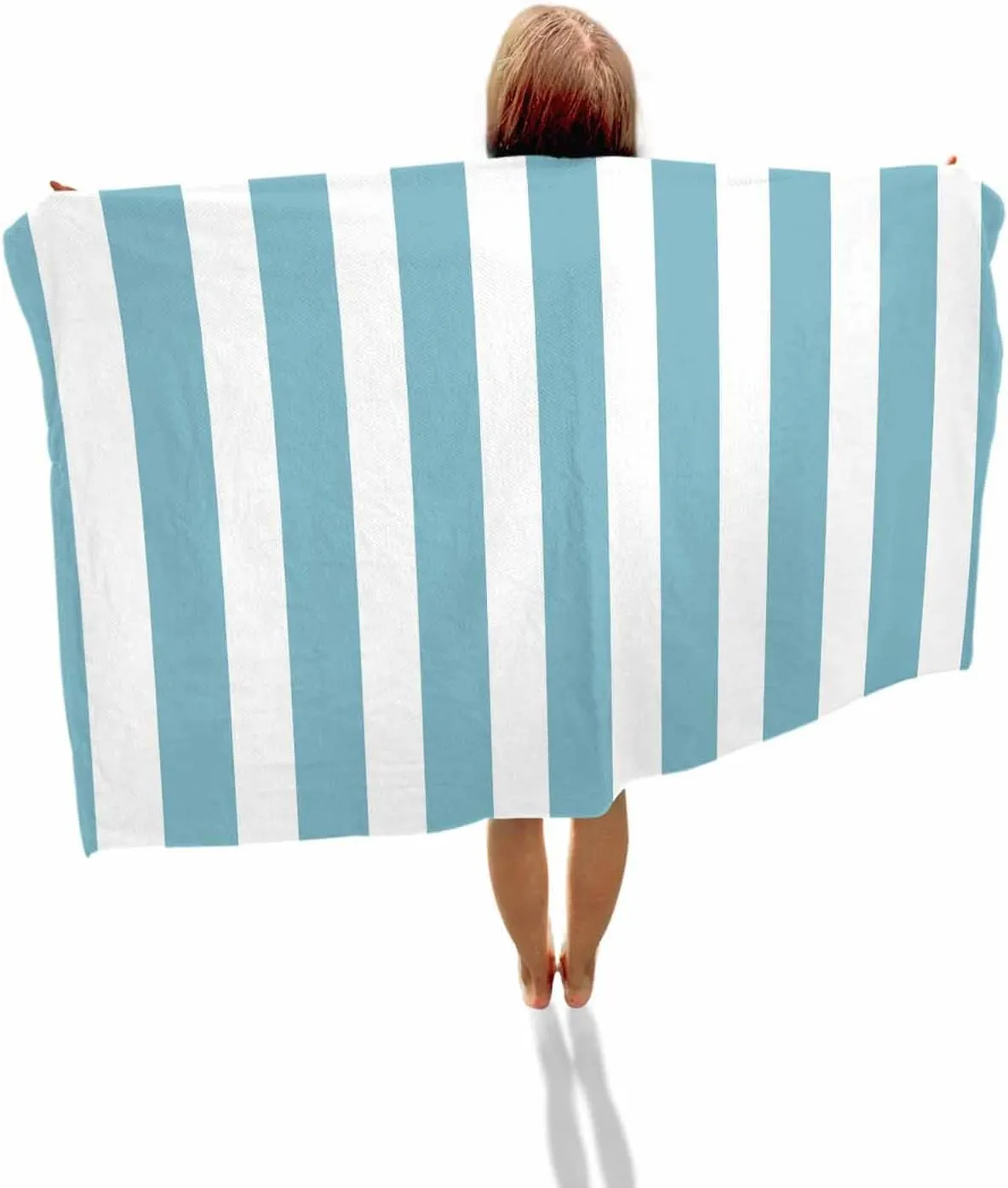 Quick-Drying Microfiber Beach Towel, Modern Simple Soft Absorbent Bath Shower Towels, Green Geometric Stripe Lightweight Portable Towel/Blanket for Travel/Swimming Pool/Camping/Yoga/Gym，35x70 Inch
