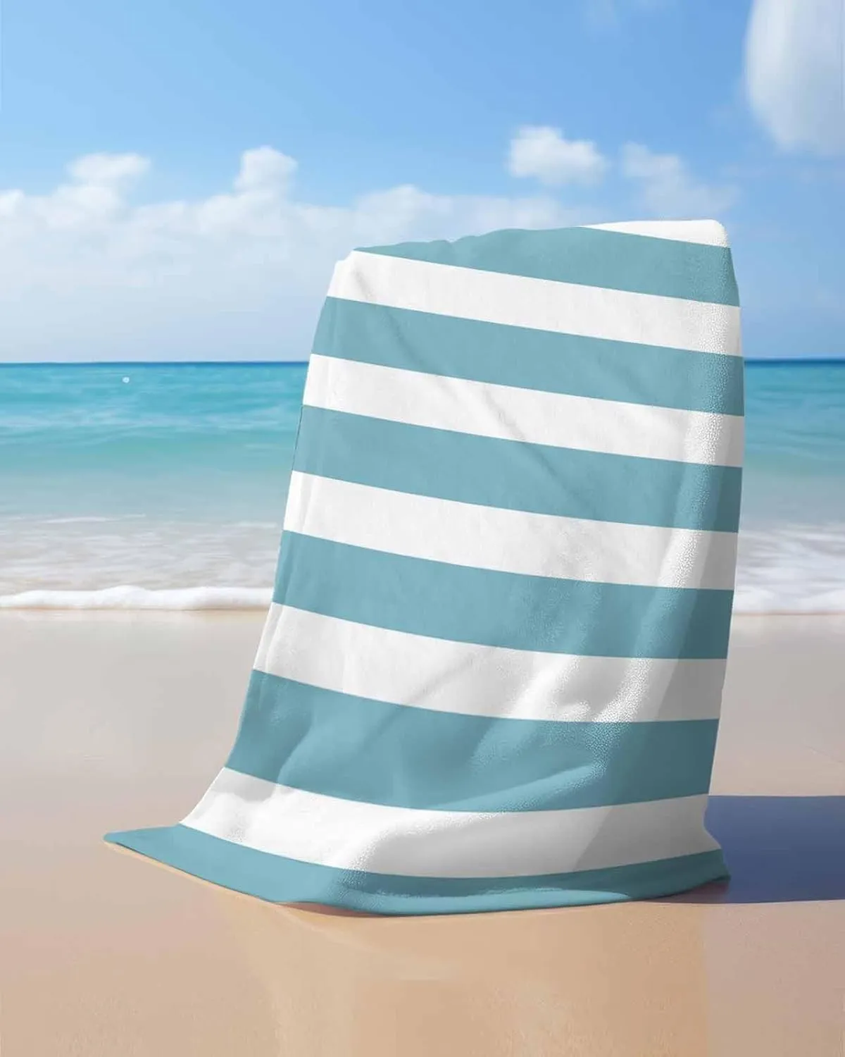Quick-Drying Microfiber Beach Towel, Modern Simple Soft Absorbent Bath Shower Towels, Green Geometric Stripe Lightweight Portable Towel/Blanket for Travel/Swimming Pool/Camping/Yoga/Gym，35x70 Inch