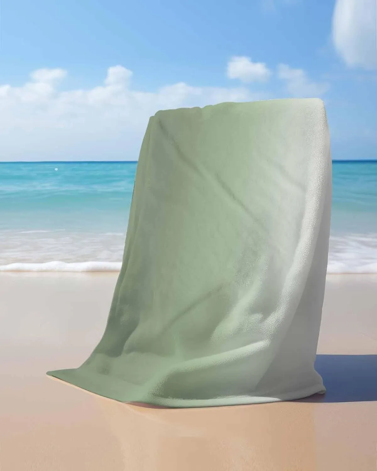 Quick-Drying Microfiber Beach Towel, Modern Simple Soft Absorbent Bath Shower Towels, Sage Green Gradient Lightweight Portable Towel/Blanket for Travel/Swimming Pool/Camping/Yoga/Gym，35x70 Inch