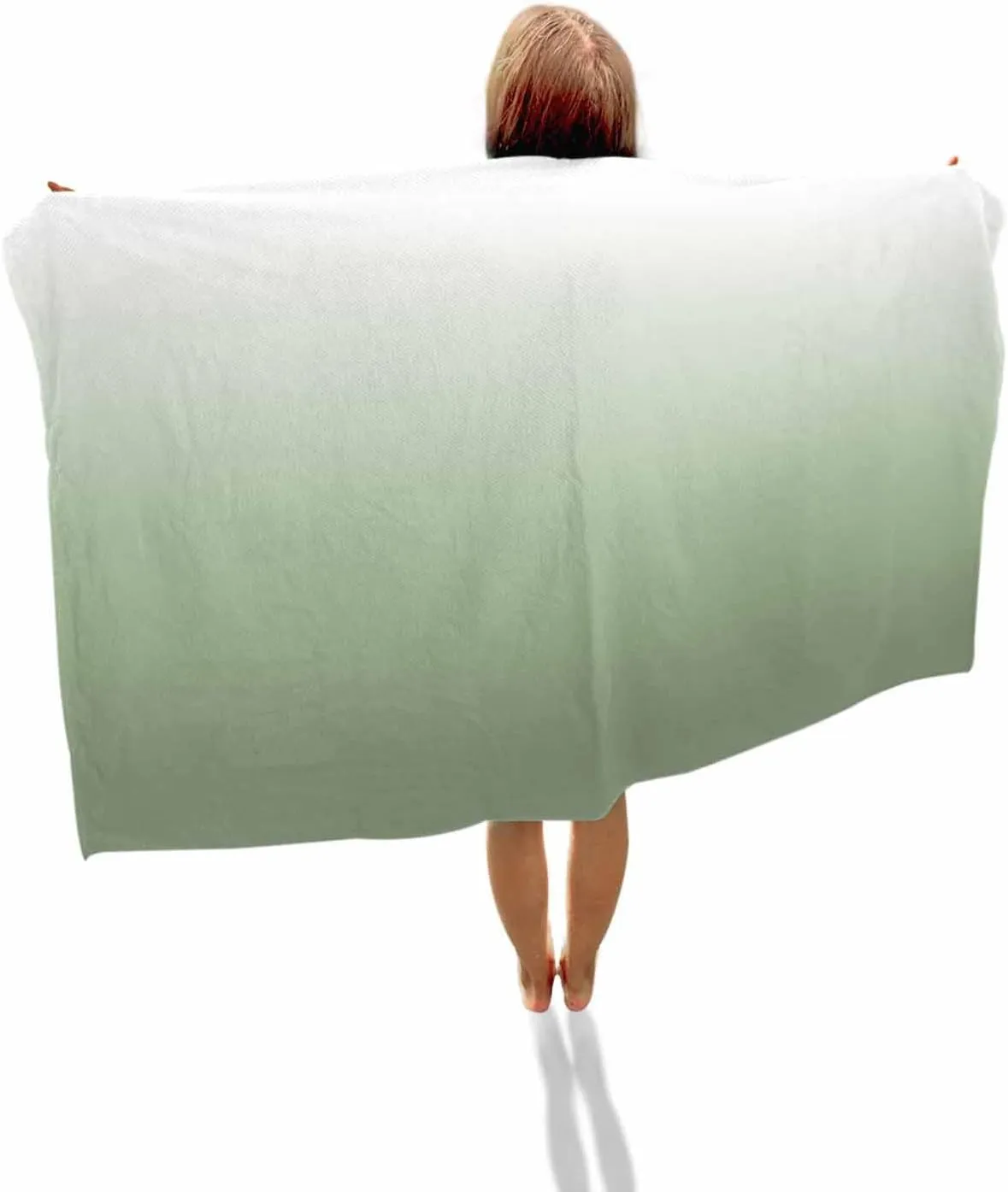 Quick-Drying Microfiber Beach Towel, Modern Simple Soft Absorbent Bath Shower Towels, Sage Green Gradient Lightweight Portable Towel/Blanket for Travel/Swimming Pool/Camping/Yoga/Gym，35x70 Inch