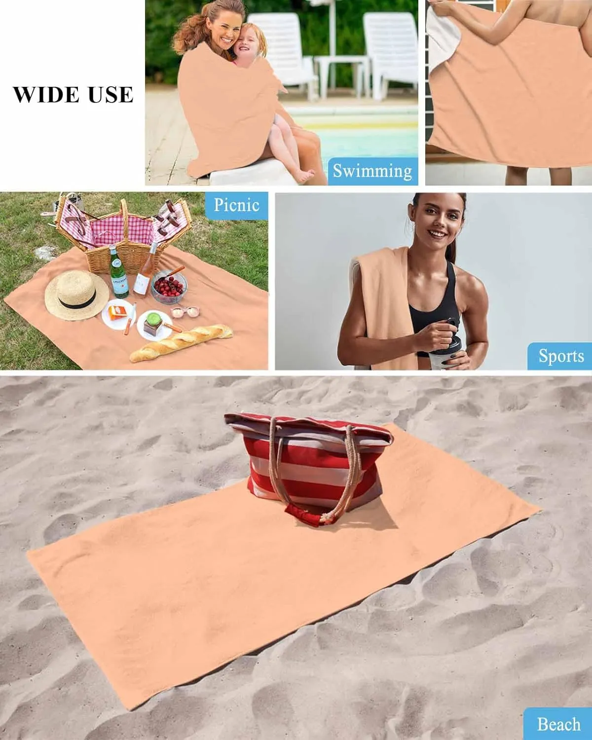 Quick-Drying Microfiber Beach Towel, Modern Simple Solid Soft Absorbent Bath Shower Towels, Pink Lightweight Portable Towel/Blanket for Travel/Swimming Pool/Camping/Yoga/Gym，35x70 Inch