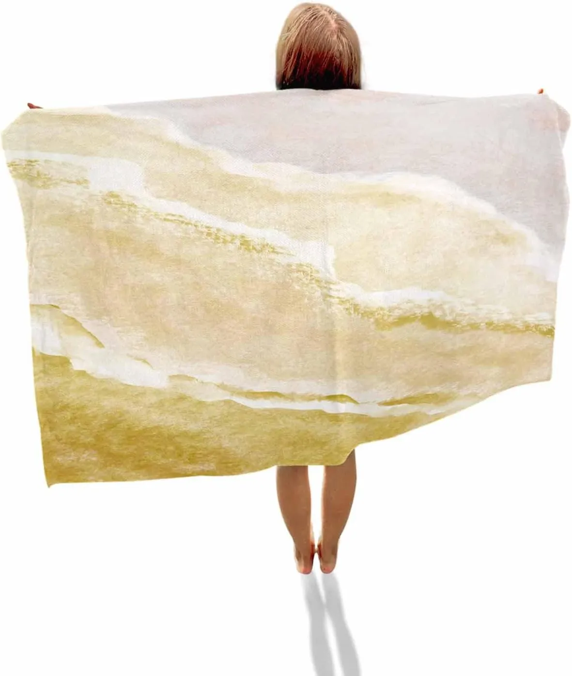 Quick-Drying Microfiber Beach Towel, Nautical Coastal Soft Absorbent Bath Shower Towels, Yellow Gradient Beach Lightweight Portable Towel/Blanket for Travel/Swimming Pool/Camping/Yoga/Gym，35x70 Inch