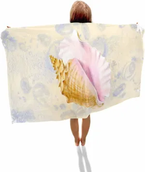 Quick-Drying Microfiber Beach Towel, Ocean Life Soft Absorbent Bath Shower Towels, Shell Conch Vintage Lightweight Portable Towel/Blanket for Travel/Swimming Pool/Camping/Yoga/Gym，35x70 Inch