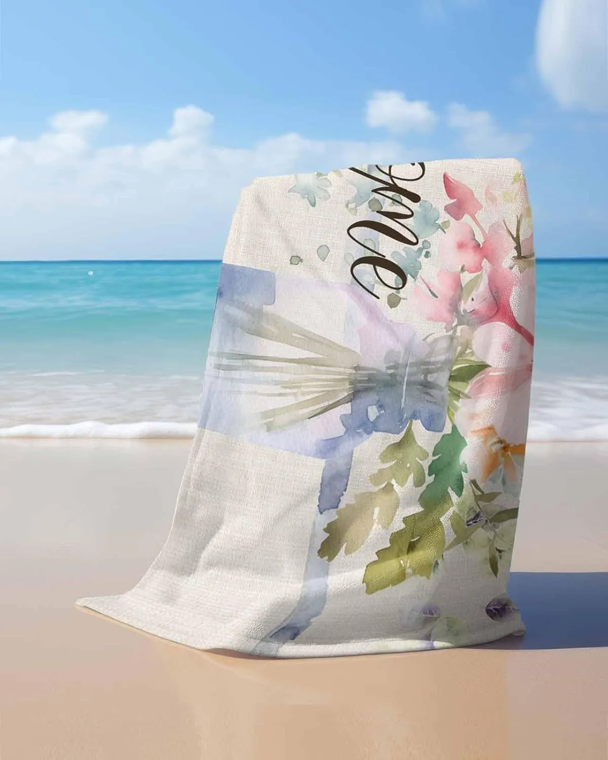 Quick-Drying Microfiber Beach Towel, Rustic Flowers Soft Absorbent Bath Shower Towels, Floral Burlap Lightweight Portable Towel/Blanket for Travel/Swimming Pool/Camping/Yoga/Gym，35x70 Inch