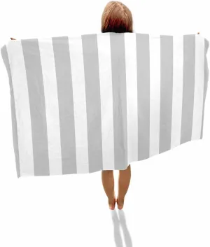 Quick-Drying Microfiber Beach Towel, Simple Stripe Soft Absorbent Bath Shower Towels, Gray Lightweight Portable Towel/Blanket for Travel/Swimming Pool/Camping/Yoga/Gym，35x70 Inch