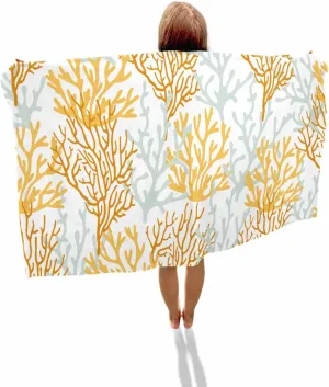 Quick-Drying Microfiber Beach Towel, Summer Ocean Soft Absorbent Bath Shower Towels, Gradient Orange Coral Lightweight Portable Towel/Blanket for Travel/Swimming Pool/Camping/Yoga/Gym，30x60 Inch