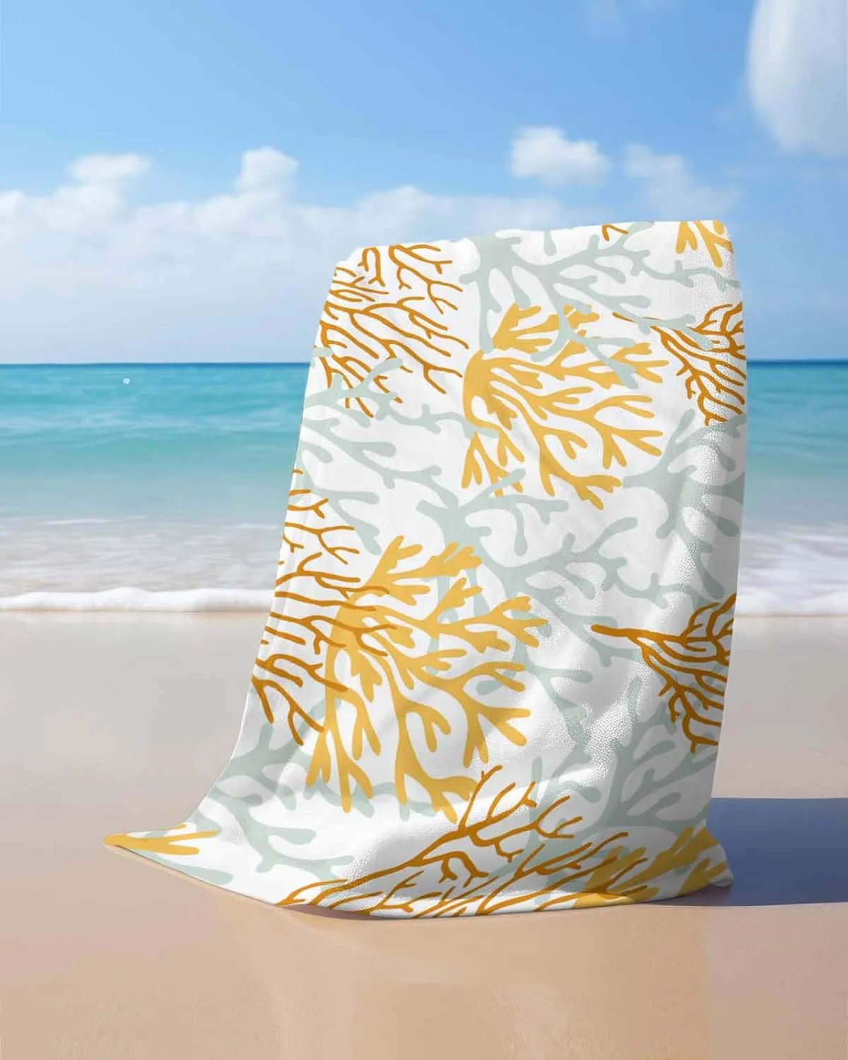 Quick-Drying Microfiber Beach Towel, Summer Ocean Soft Absorbent Bath Shower Towels, Gradient Orange Coral Lightweight Portable Towel/Blanket for Travel/Swimming Pool/Camping/Yoga/Gym，30x60 Inch