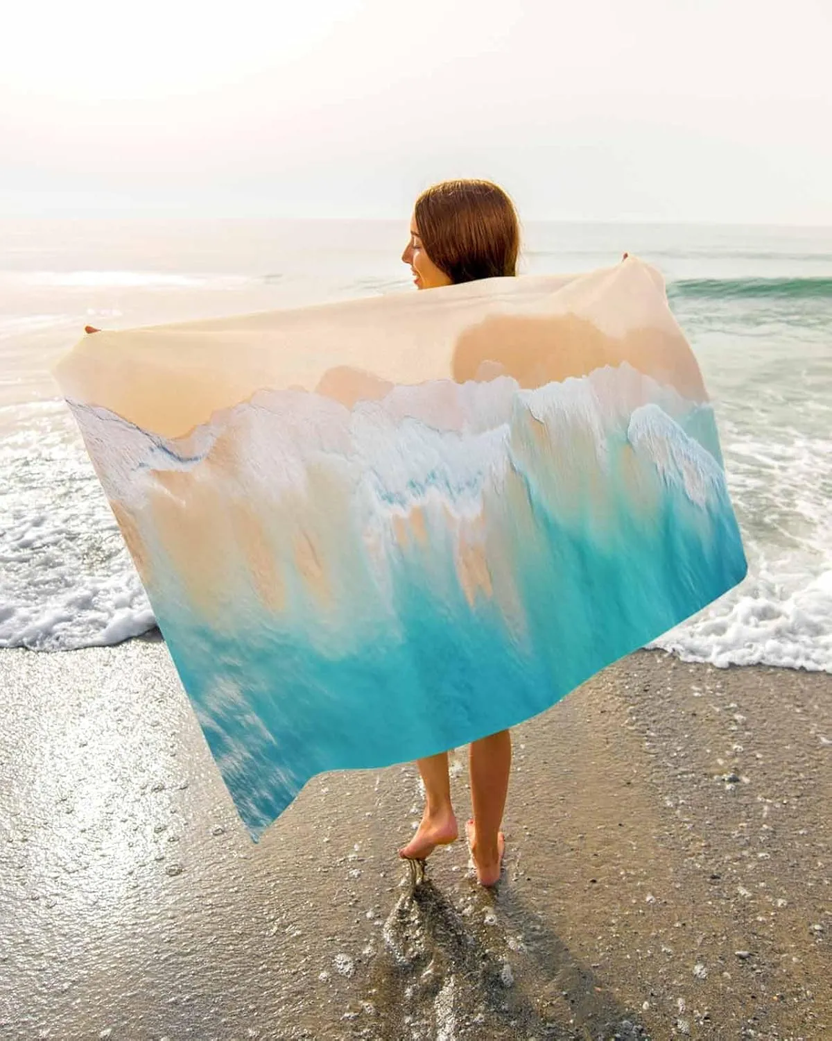 Quick-Drying Microfiber Beach Towel, Summer Ocean Vacation Beach Soft Absorbent Bath Shower Towels, Blue Lightweight Portable Towel/Blanket for Travel/Swimming Pool/Camping/Yoga/Gym，35x70 Inch