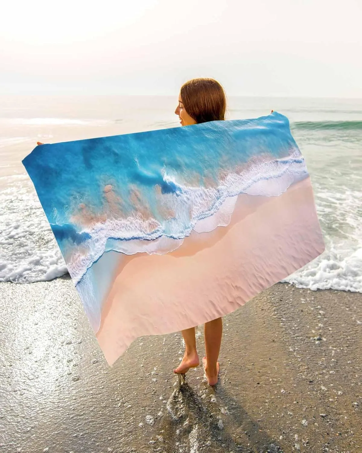 Quick-Drying Microfiber Beach Towel, Summer Ocean Vacation Beach Soft Absorbent Bath Shower Towels, Blue Lightweight Portable Towel/Blanket for Travel/Swimming Pool/Camping/Yoga/Gym，35x70 Inch
