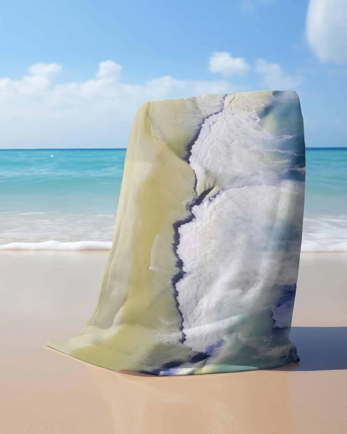 Quick-Drying Microfiber Beach Towel, Summer Ocean Vacation Beach Soft Absorbent Bath Shower Towels, Blue Lightweight Portable Towel/Blanket for Travel/Swimming Pool/Camping/Yoga/Gym，35x70 Inch