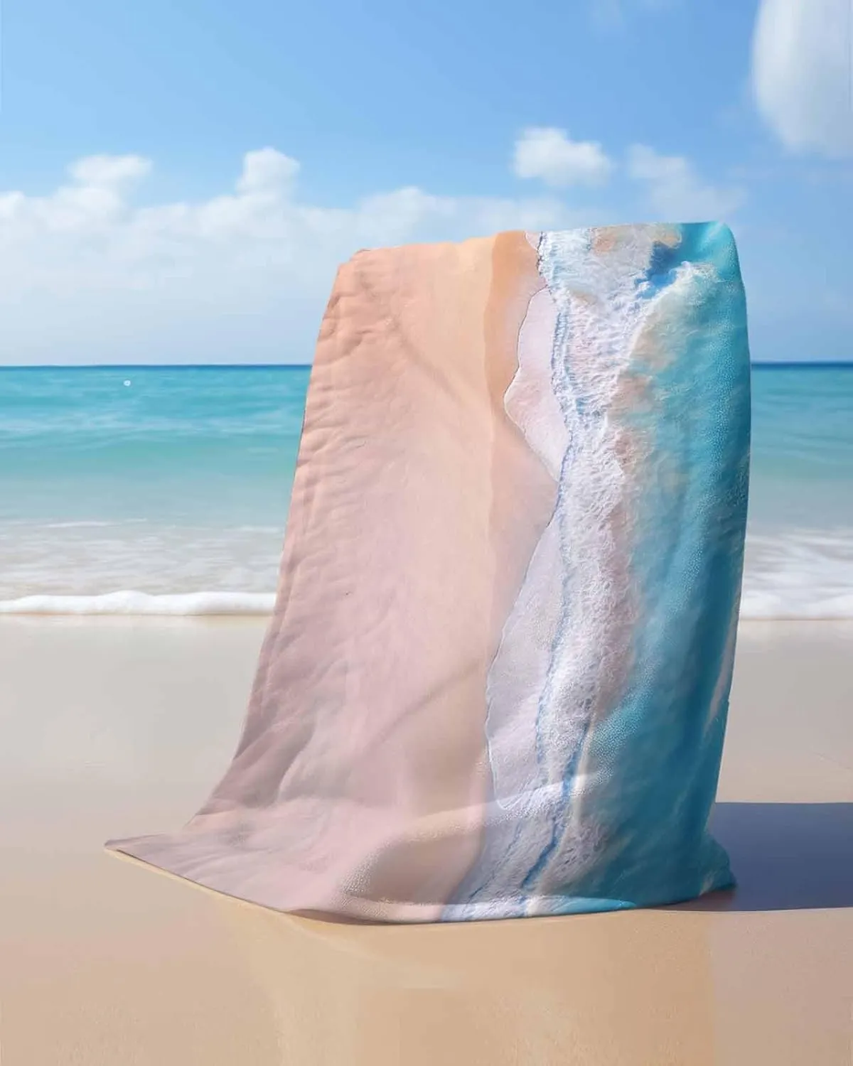 Quick-Drying Microfiber Beach Towel, Summer Ocean Vacation Beach Soft Absorbent Bath Shower Towels, Blue Lightweight Portable Towel/Blanket for Travel/Swimming Pool/Camping/Yoga/Gym，35x70 Inch