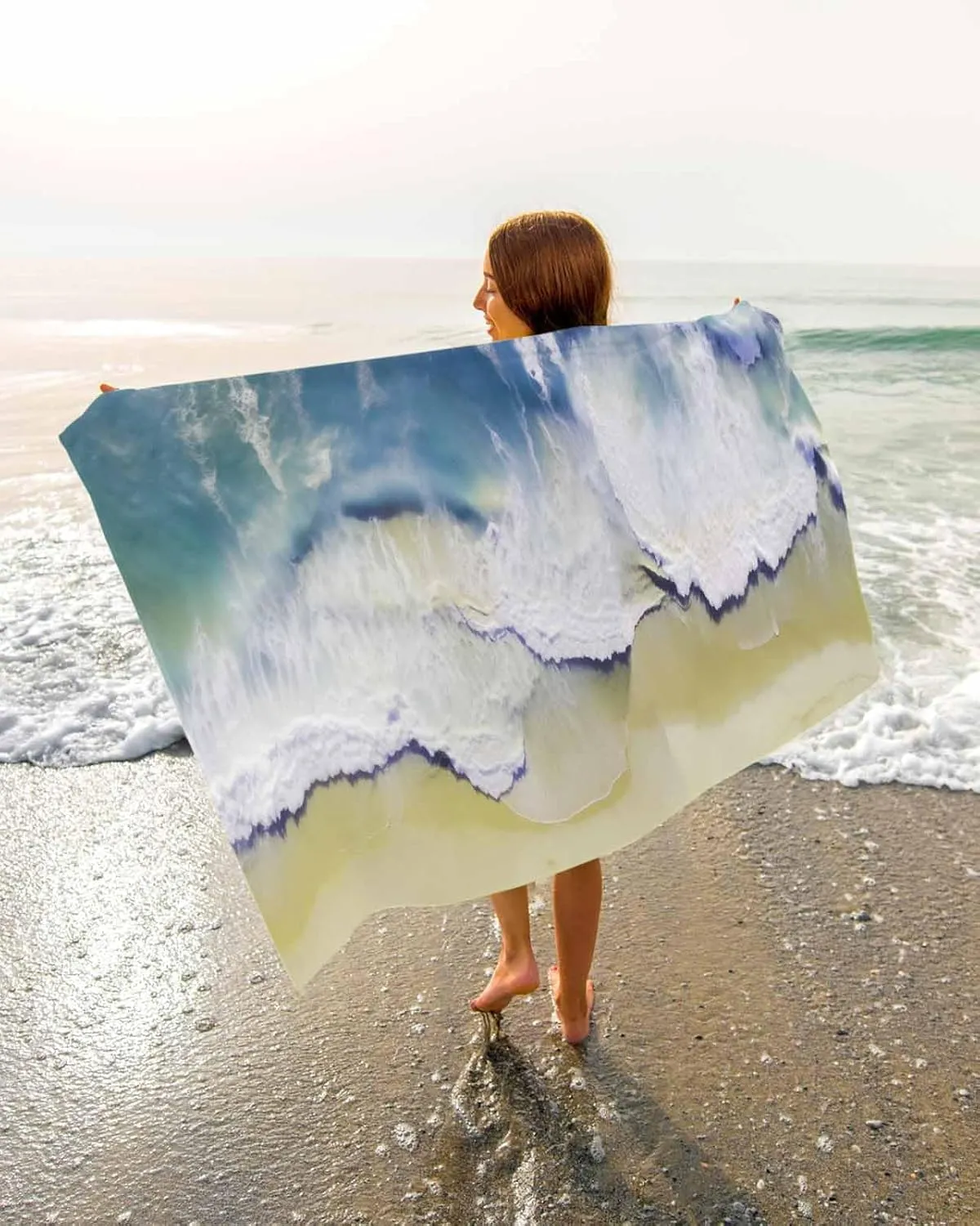 Quick-Drying Microfiber Beach Towel, Summer Ocean Vacation Beach Soft Absorbent Bath Shower Towels, Blue Lightweight Portable Towel/Blanket for Travel/Swimming Pool/Camping/Yoga/Gym，35x70 Inch