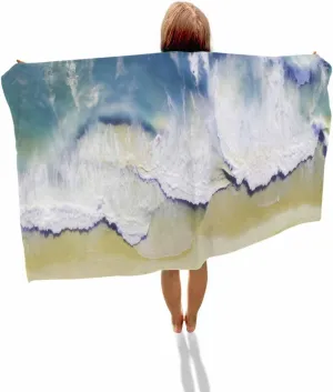 Quick-Drying Microfiber Beach Towel, Summer Ocean Vacation Beach Soft Absorbent Bath Shower Towels, Blue Lightweight Portable Towel/Blanket for Travel/Swimming Pool/Camping/Yoga/Gym，35x70 Inch