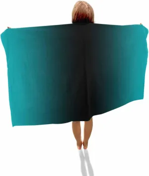 Quick-Drying Microfiber Beach Towel, Teal Black Simple Soft Absorbent Bath Shower Towels, Gradient Modern Lightweight Portable Towel/Blanket for Travel/Swimming Pool/Camping/Yoga/Gym，35x70 Inch