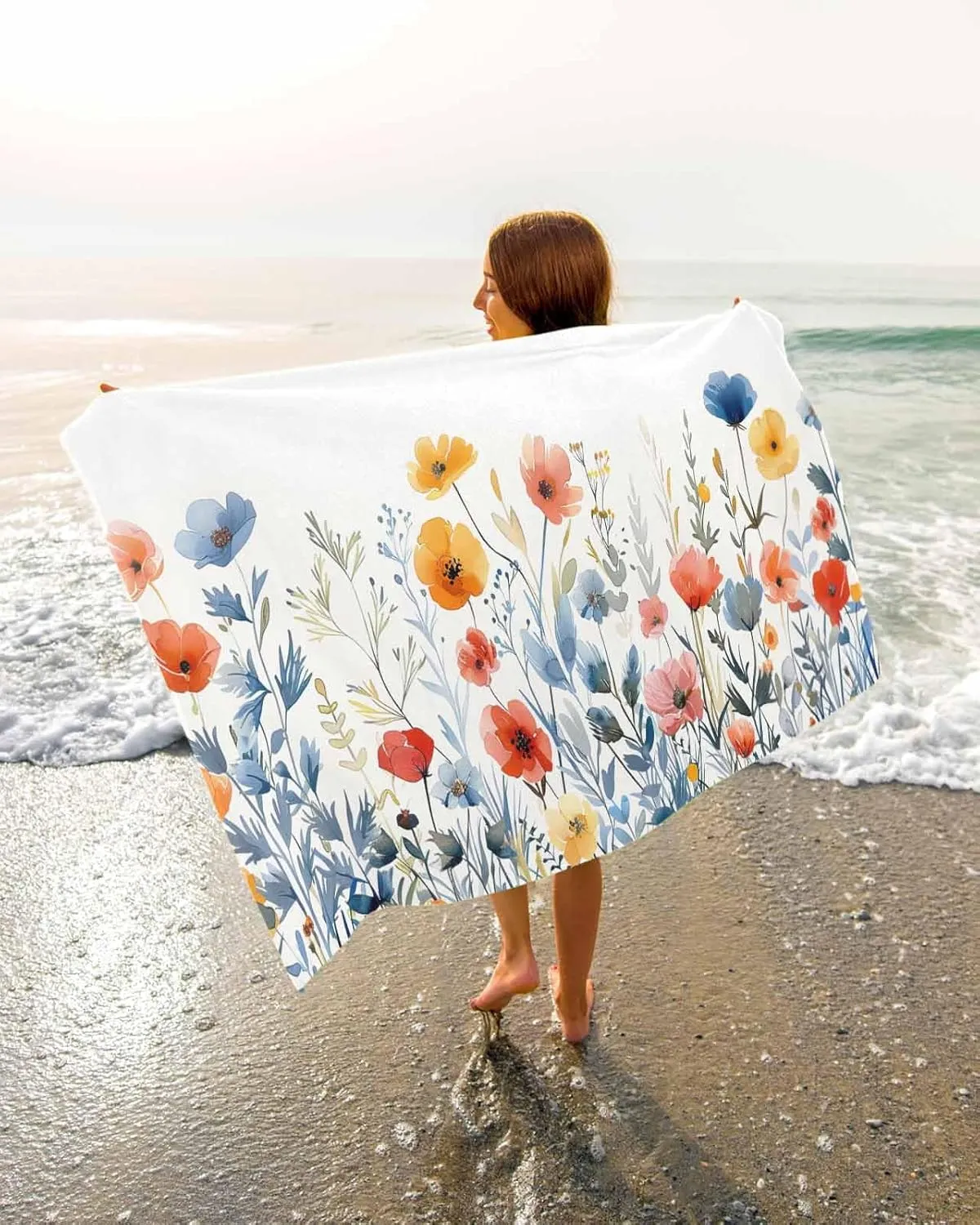 Quick-Drying Microfiber Beach Towel, Wildflowers Soft Absorbent Bath Shower Towels, Floral Rustic Farmhouse Lightweight Portable Towel/Blanket for Travel/Swimming Pool/Camping/Yoga/Gym，35x70 Inch