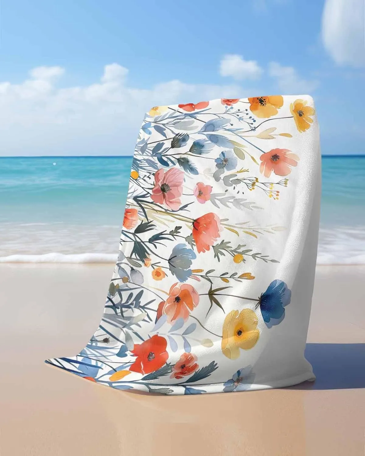 Quick-Drying Microfiber Beach Towel, Wildflowers Soft Absorbent Bath Shower Towels, Floral Rustic Farmhouse Lightweight Portable Towel/Blanket for Travel/Swimming Pool/Camping/Yoga/Gym，35x70 Inch