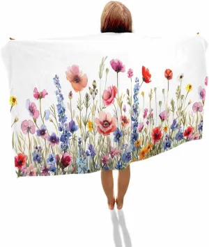 Quick-Drying Microfiber Beach Towel, Wildflowers Soft Absorbent Bath Shower Towels, Floral Rustic Farmhouse Lightweight Portable Towel/Blanket for Travel/Swimming Pool/Camping/Yoga/Gym，35x70 Inch