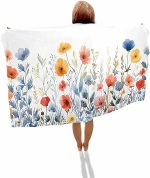 Quick-Drying Microfiber Beach Towel, Wildflowers Soft Absorbent Bath Shower Towels, Floral Rustic Farmhouse Lightweight Portable Towel/Blanket for Travel/Swimming Pool/Camping/Yoga/Gym，35x70 Inch