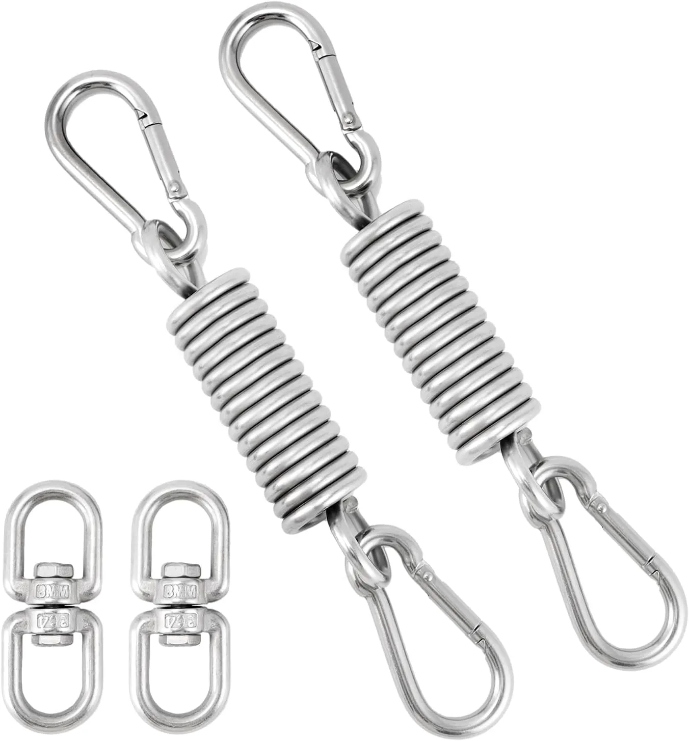 QWORK 304 Stainless Steel Punching Bag Hanger Set, 2 Pcs, Supports Up to 551lbs with 360° Swivel Hook, Indoor & Outdoor Versatility, High Stability & Corrosion Resistance
