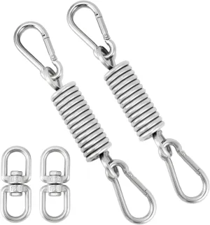 QWORK 304 Stainless Steel Punching Bag Hanger Set, 2 Pcs, Supports Up to 551lbs with 360° Swivel Hook, Indoor & Outdoor Versatility, High Stability & Corrosion Resistance